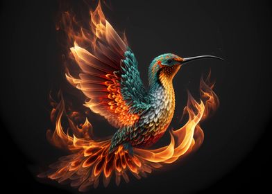 Hummingbird made by fire