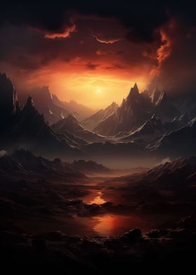 Dark Sunset Mountains