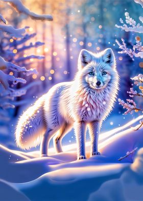 Arctic fox in winter scene