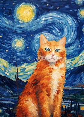 Orange Tabby Cat Van Gogh