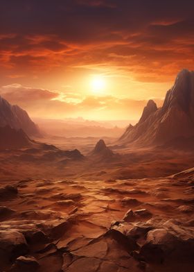Martian Mountain Sunset