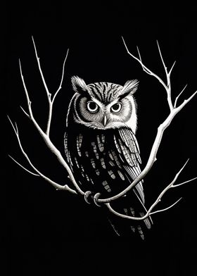 Black White Owl