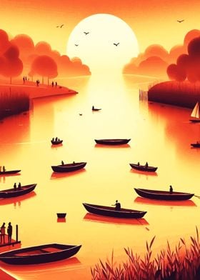 Sunset Boating Scene