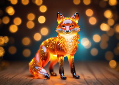Orange fox statuette bokeh