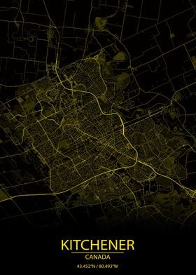 Kitchener CA Yellow Map