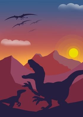 Dinosaurs landscape bg