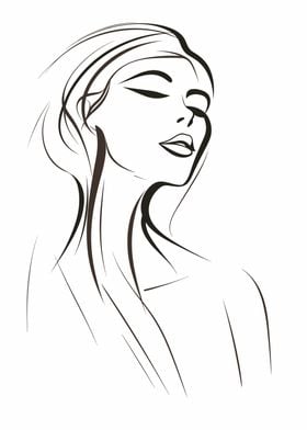 Woman face line art