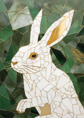 Rabbit Mosaic Kentsugi Art