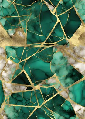 Emerald Green Gold Marble