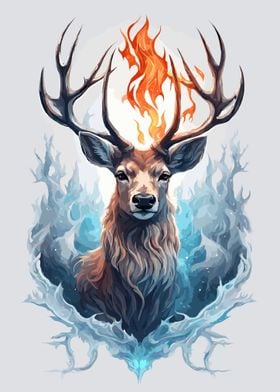 Fire and Ice Deer Animal