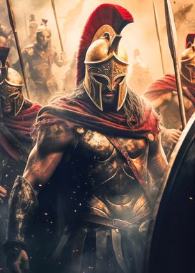 Spartans in Gold and Red