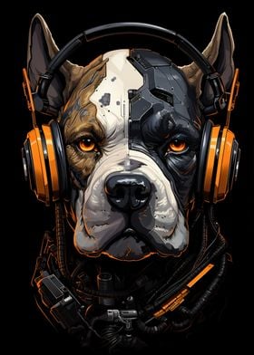 Dog with Orange Headphones