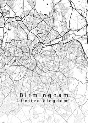 Birmingham City Map white
