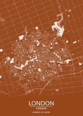 London Ontario Brown Map