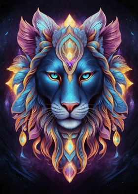 Lion mandala colorful