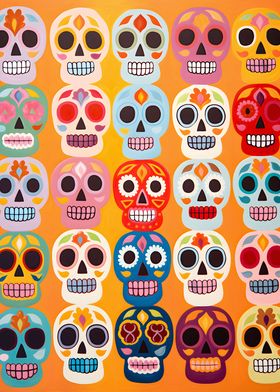 Vibrant Skull Mosaic