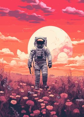 Astronaut Floral Painting