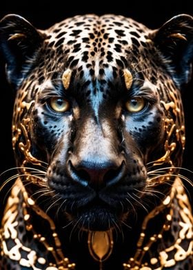 black and gold jaguar art