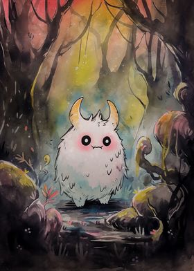 Adorable monster in forest