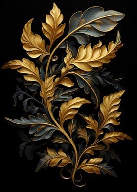 Leaves in black and gold