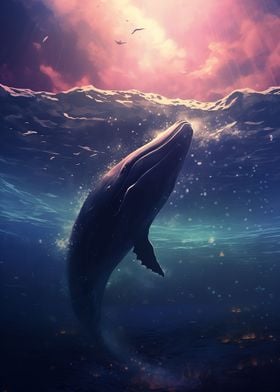 Whale in Milky Way Sea