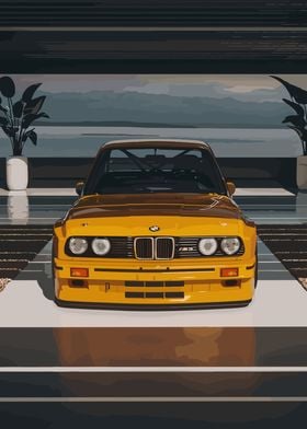 Yellow BMW E30 M3 evo