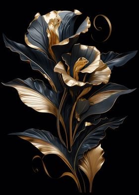 Flower black and gold