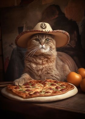 Kitten Cowboy Loves Pizza