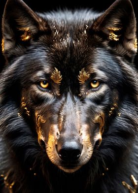 black and gold wolf