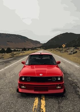 Red BMW E30 M3