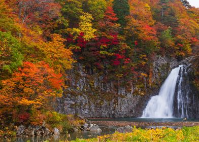Waterfall autumn Japan