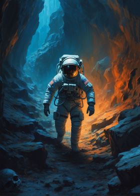 astronaut and cave