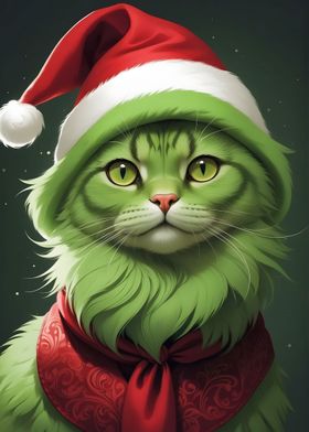 Christmas Cat Green