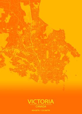 Victoria Canada Orange Map