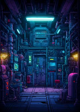 Scifi Space Ship Pixel Art