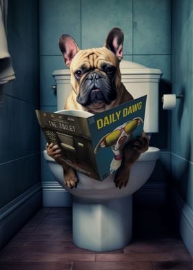 French Bulldog in Bathroom