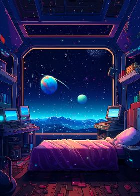 Lofi Space Room Pixel Art