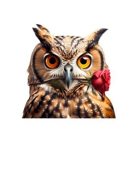 Owl Red Rose Gift