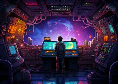 Scifi Space Ship Pixel Art