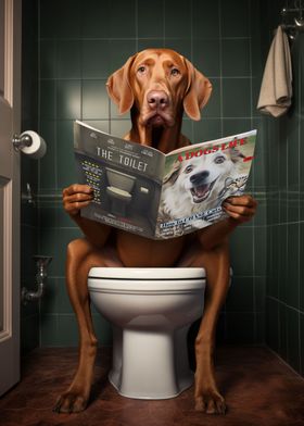 Vizsla on the Toilet