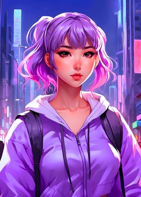 Purple Cyberpunk Girl