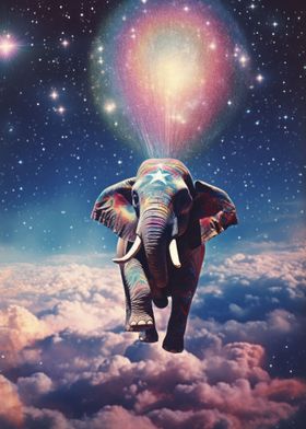 Elephant Flying in Space