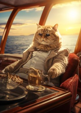 Rich Wealthy Cat Yacht