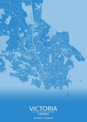 Victoria Canada Blue Map