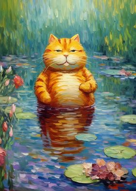 Fat Cat in a lake
