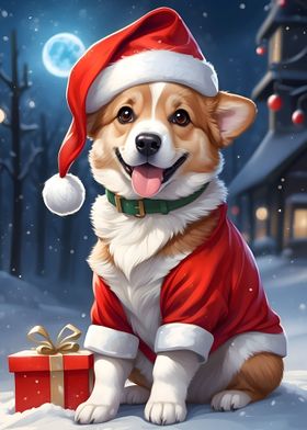 Christmas dog Corgi