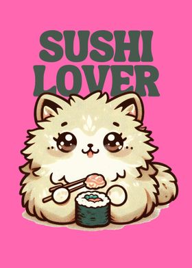 Cute kawai cat sushi lover