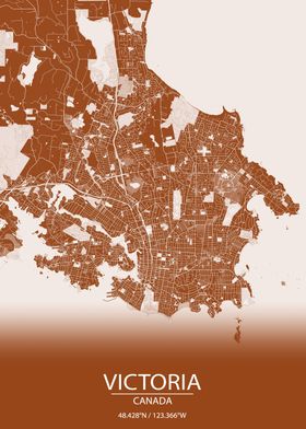 Victoria Canada Brown Map