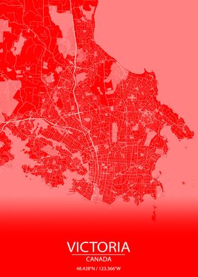 Victoria CA Red White Map