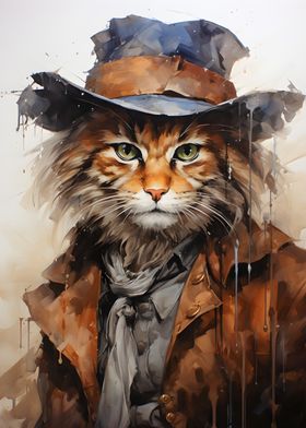 Cowboy Cat Painting